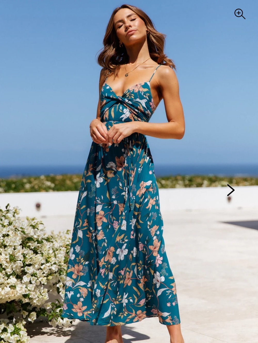 Hello Molly Teal Floral Maxi Slip Dress - Picture 4 of 4